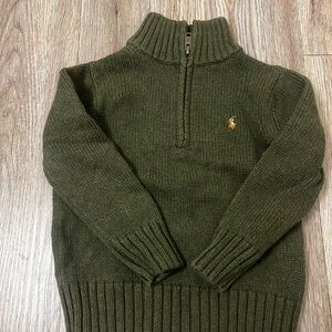 Boys 3T Ralph Lauren Olive Knit Quarter Zip